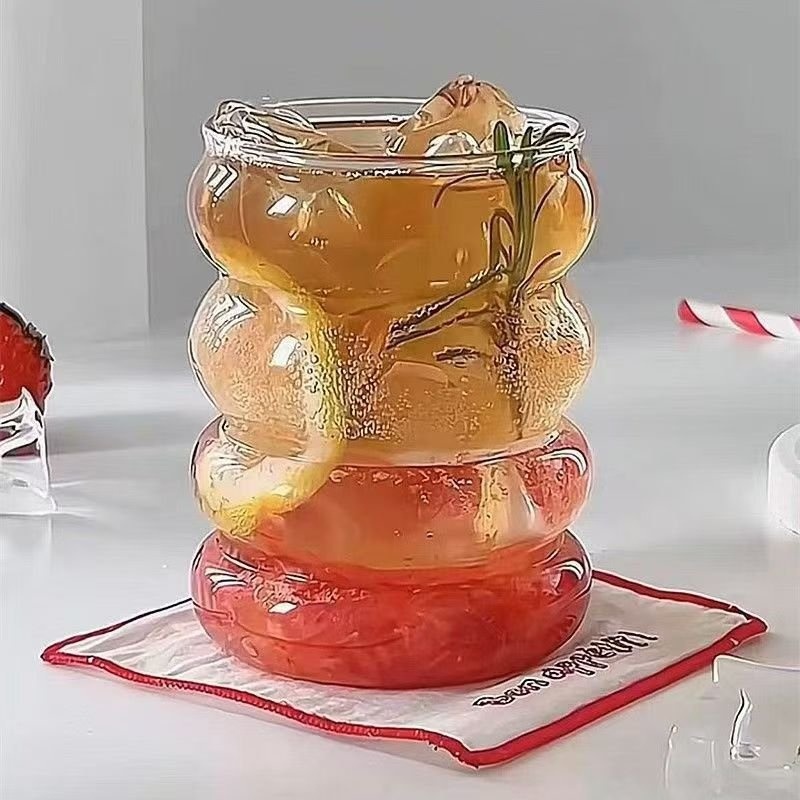 Caterpillar Drink Mug Milk Coffee Cup with Straw Wooden Lid Glass Cup – Glass Cup and Caterpillar Shape Cup price