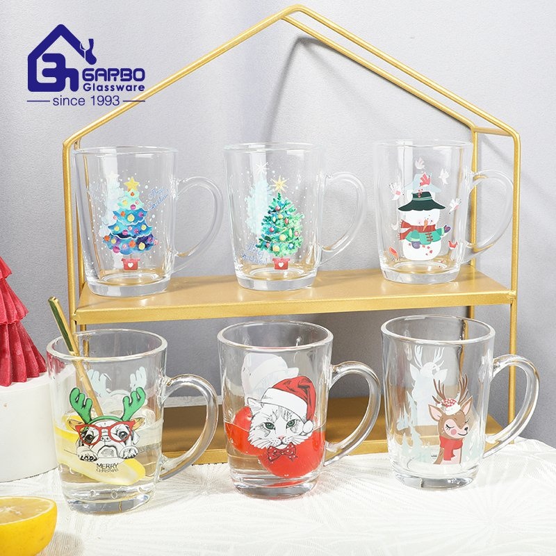 Christmas Design 220ml Glass Drinking Mug for Tea Coffee Juice – Glass Coffee Mug and Glass Tea Mug price