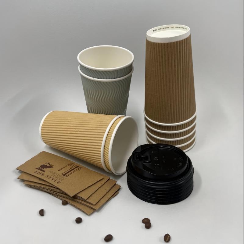 Customized Disposable Paper Cups Double Wall Ripple Coffee Paper Cups with Logo Printed – Ripple Coffee Paper Cups and Customized Disposable Paper Cups price