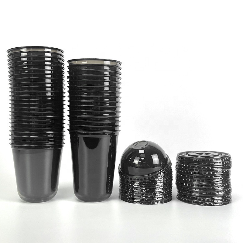 Disposable Bioderadeable Custom Printed 9oz 18 Oz Clear Pet Plastic Cup Pet Beverage Coffee Cups with Flat Lids – Biodegradable Cup and Coffee Cup price