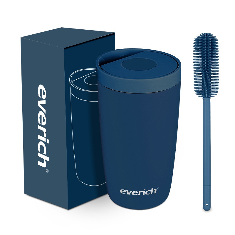 Everich 350ml Double Wall 304 Stainless Steel Vacuum Insulated Coffee Mug with Press Pouring Lid – Stainless Steel Tumbler and Stainless Steel Cup price