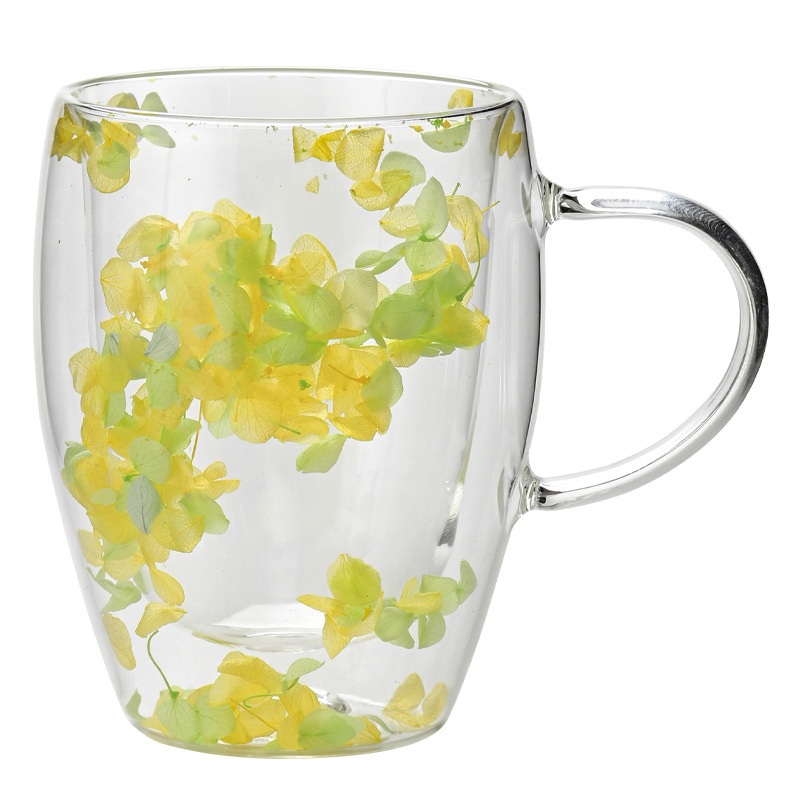Gift Handle Cups Borosilicate Glass Mug for Infusing Dry Flowers Double-Wall Glass Coffee Mugs Teacup – Glass Cup and Double Layer Glass Cup price