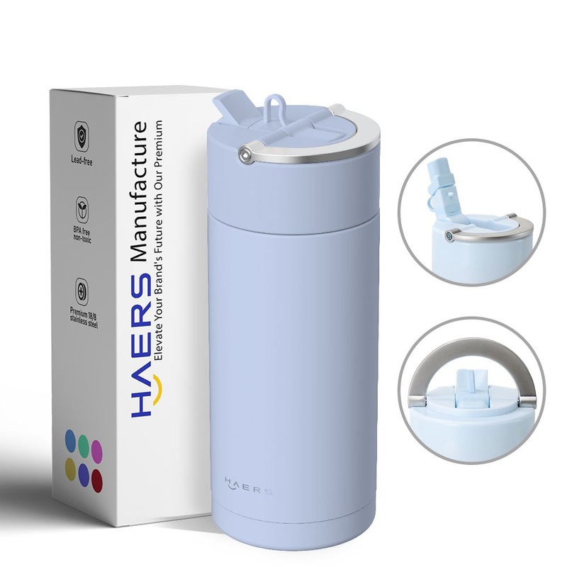 Haers Custom Logo Insulated Stainless Steel Drinking Water Bottle with Straw Lid – Custom Logo Water Bottle and Stainless Steel Bottle price