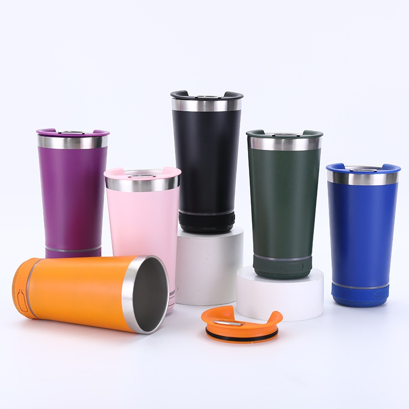 Latest Design Custom Logo 16oz Smart Powder Coated Stainless Steel Vacuum Insulated Speaker Tumbler Travel Mug with Bottle Opener – New Arrival Tumbler and 16oz Double-Walled Tumbler price