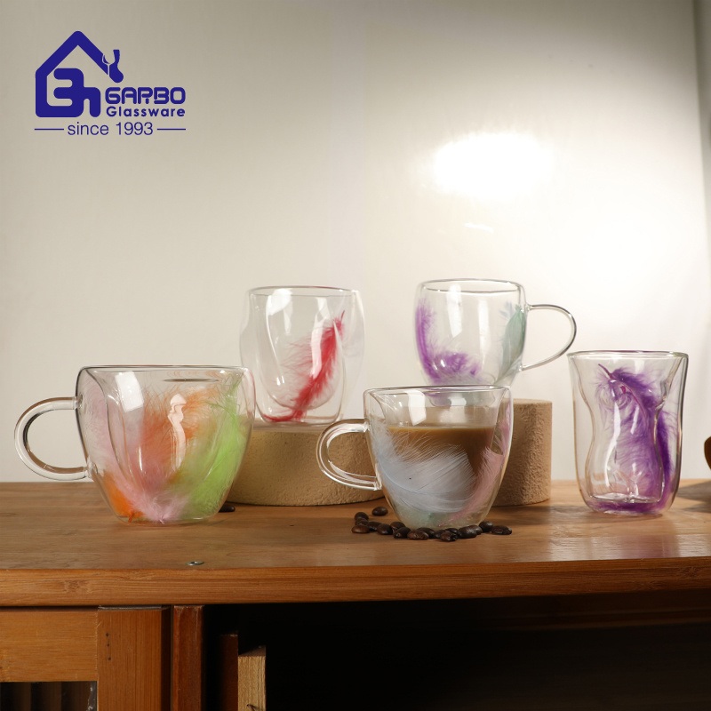 New Arrival Double Wall Glass Mug Handmade Hot Drinks Glass Cup with Handle Clear Glassware 240ml Coffee Tea Mug Gift Promotion Drinking Cup – Double Wall Glass Mug and Glass Tea Mug price