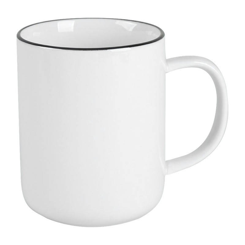 Set4 12oz Coffee Mug Promotional Basic Colection White with Black Rim Porcelain Coffee Mugs – Mug Cup and Wholesale Ceramic Mug Cup price