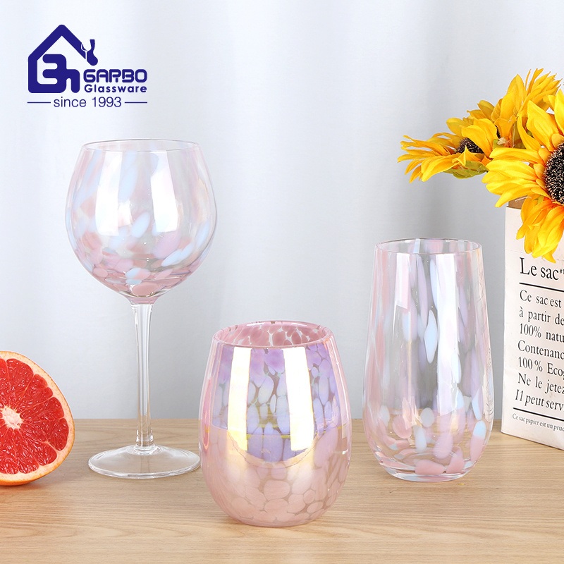 485ml Fancy Gin Glass Goblet with Colorful Spot Handmade Glass Goblet with Solid Color Decoration for Party Use Gift Item – Solid Color Glass Goblet and Colorful Glass Goblet price