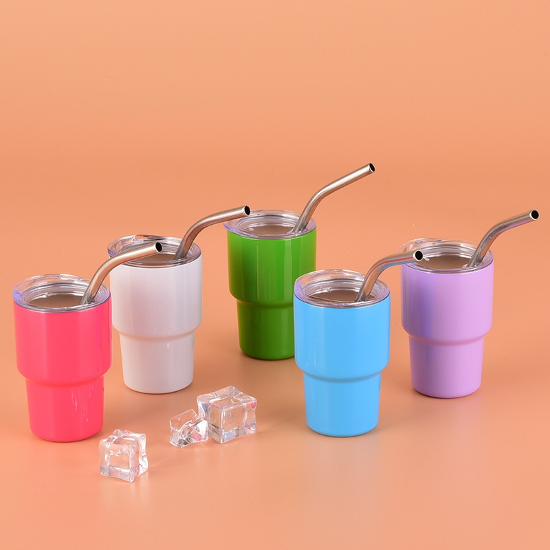 Eco Friendly Metal Mini Sublimation Tumbler Shot Glasses Cups 2 Oz 3 Oz Stainless Steel Mini Tumbler with Straw – Stainless Steel Mini Tumbler and Shot Glasses Cups price