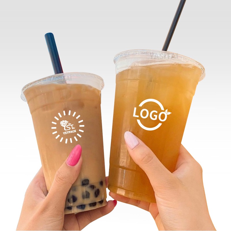New Coffee Cup Disposable Plastic U Shape Pet Juice Boba Milk Bubble Tea Cup with Lids – Disposable Plastic Cup and Cold Ice Coffee price
