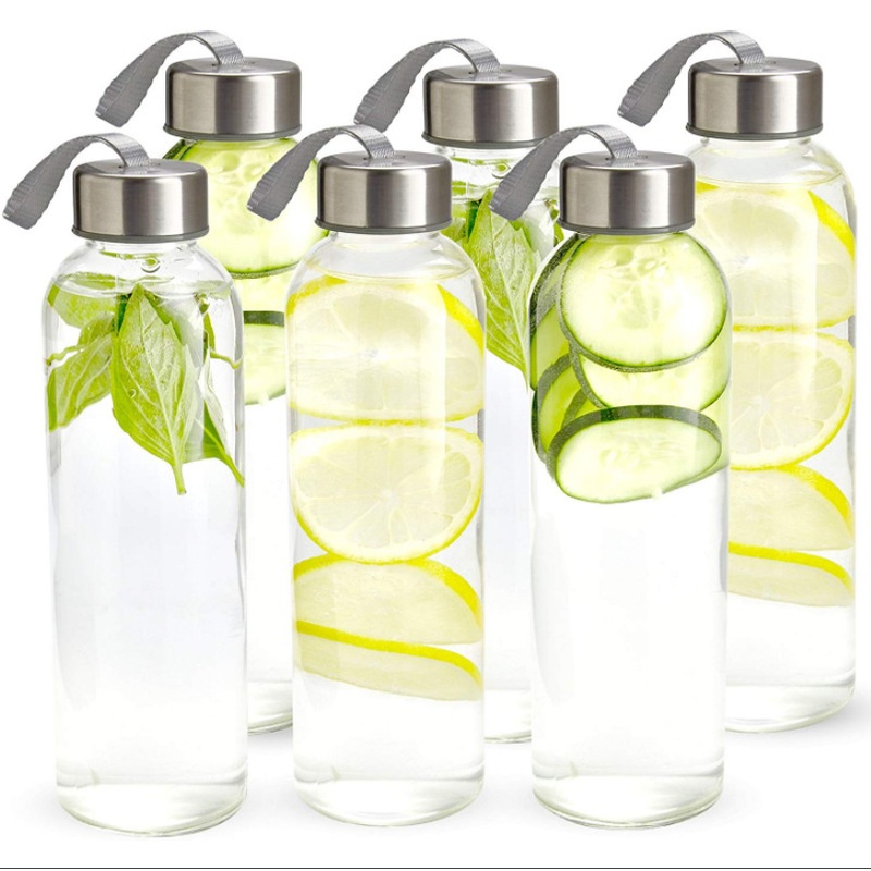 Reusable Clear Glass Water Bottle with Metal Lid – Glass Water Bottle and Reusable Glass Water Bottle price