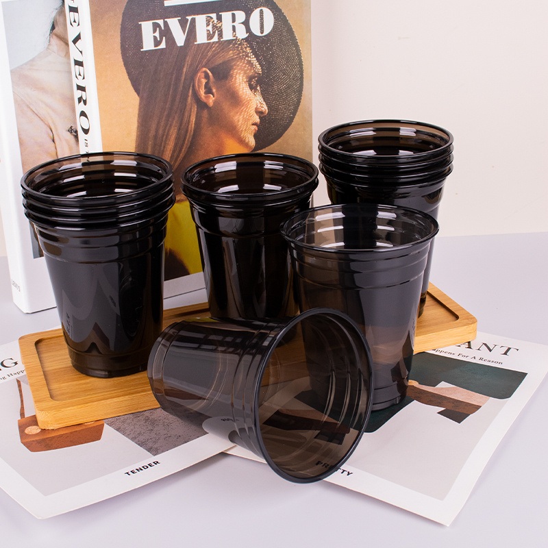 16oz 500ml Disposable Plastic Black Color Pet Cold Drinking Drink Cup – Plastic Cups for Juice and Plastic Cups for Beer price