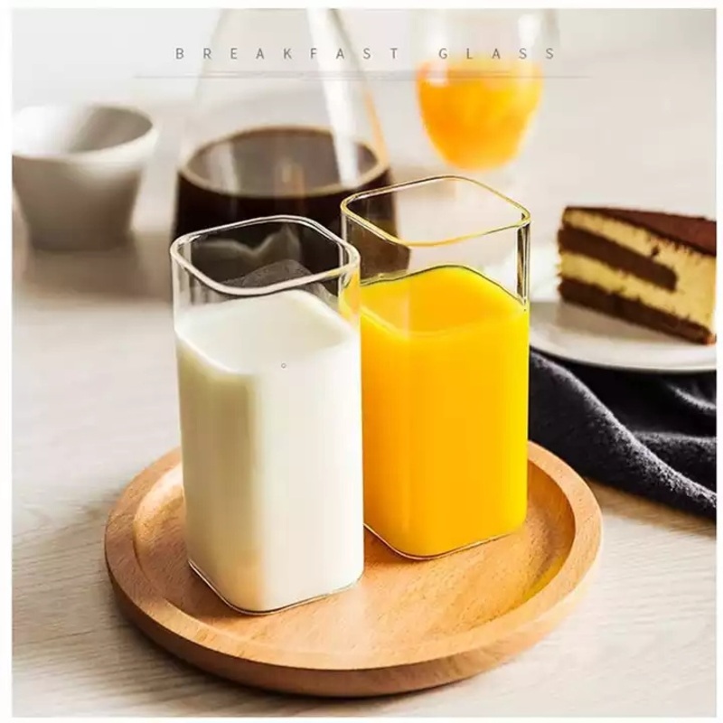 High Borosilicate 350ml Square Shaped Glass Cups for Drinking Milk for Juice – Beer Cup and Glass Cup price