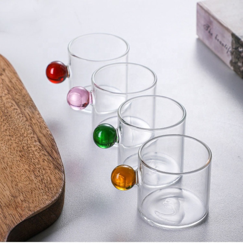High Borosilicate Colorless Coffee Drinking Glass Cup with Round Ball Handle – Glass Cup and Glassware price