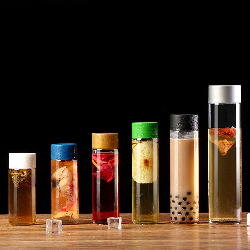 Wholesale Custom Logo Round Glass Water Bottle 300ml 400ml 500ml 800ml Cylinder Drinking Bottle for Cold Brewing Tea – Glass Water Bottle and Glass Water Cup price