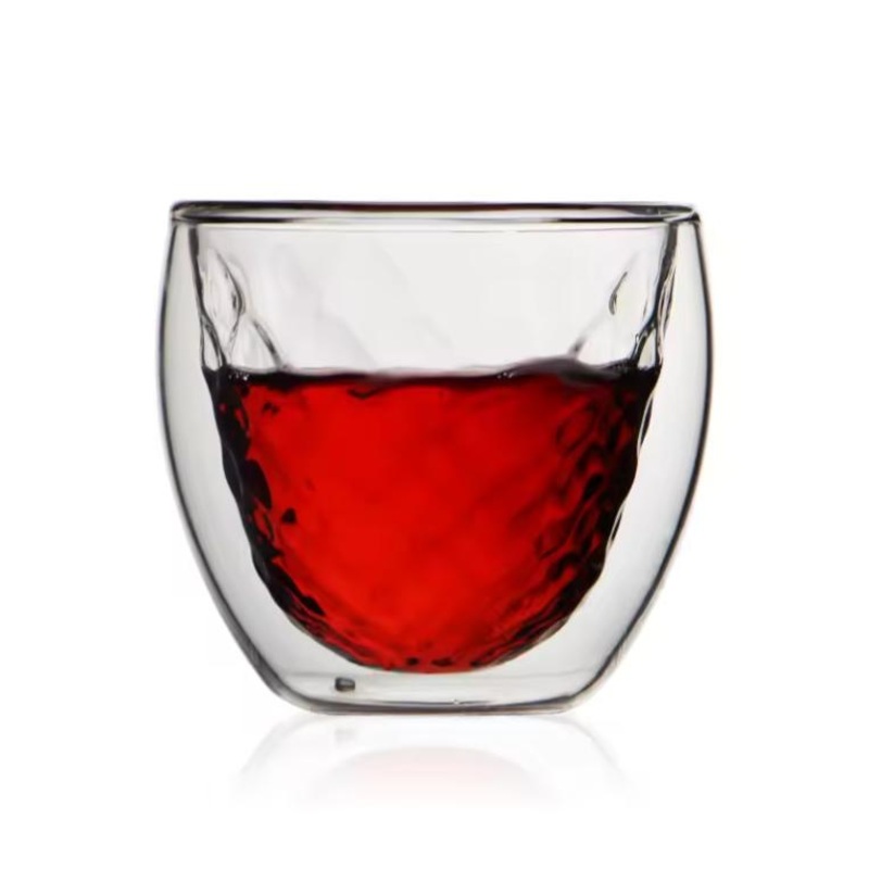 100ml Custom Made Clear Ribbed Glass Double Walled Tea Cups Glass Coffee Mugs for Drinking – Glass Cup and Heat Resistant Glass Beer Cup price