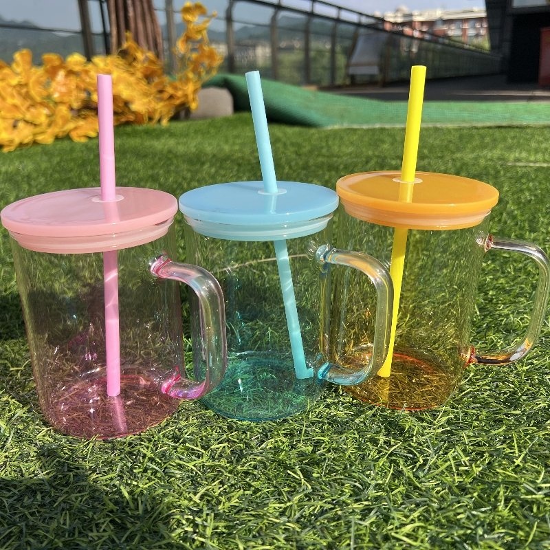 Blank Sublimation Borosilicate 17oz Jelly Ombre Gradient Glass Mug with Handle and Straw – 17oz Gradient Glass Mug and Sublimation Coffee Mugs price