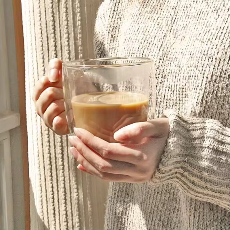 Double Glass Cup Heat Insulated Double Walled Glass Cup for Coffee Tea Drinking Double Wall Glass Coffee Mugs – Coffee Glass Mugs and Wholesale Mugs price