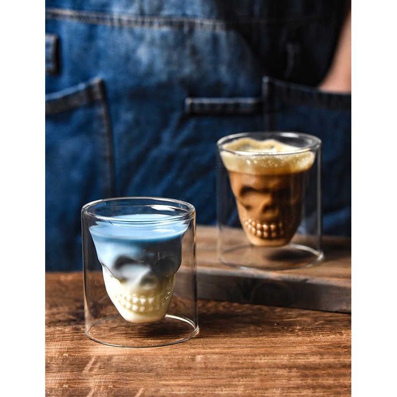 Double Wall Glass Coffee Milk Cup, Pyrex Glass Bar Cup – Glass Wine Skull Cup and Bar Whiskey Cup price