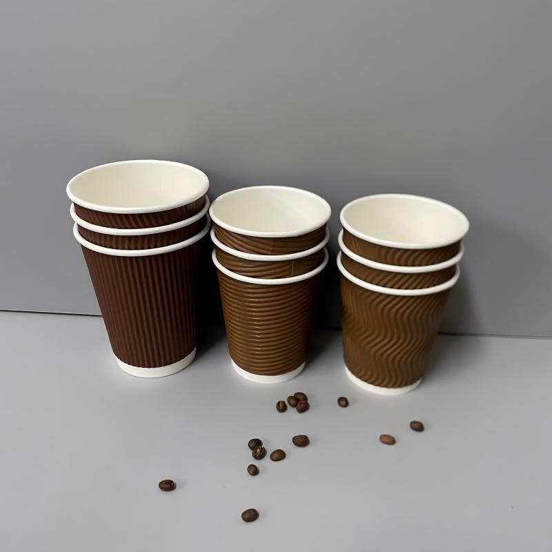 Hot Sale Disposable 16oz Ripple Wall Paper Coffee Cups Hot Drink Disposable Coffee Paper Cups with Lids – High-Quality Disposable Paper Cup and Hot Cold Beverage Cups price