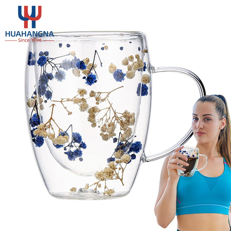 New Sellers Custom Double Wall Glass Mug Cup Modern Design with Eco-Friendly Novel Glitter Fillings for Coffee Juice – Glassware and Glass Cups price