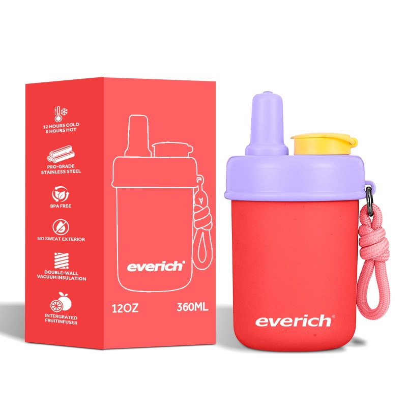 12oz Double Wall 304 Stainless Steel Vacuum Insulated Kids Style Cup with Straw and Fruit Infuser – Stainless Steel Water Bottle and Vacuum Flask price