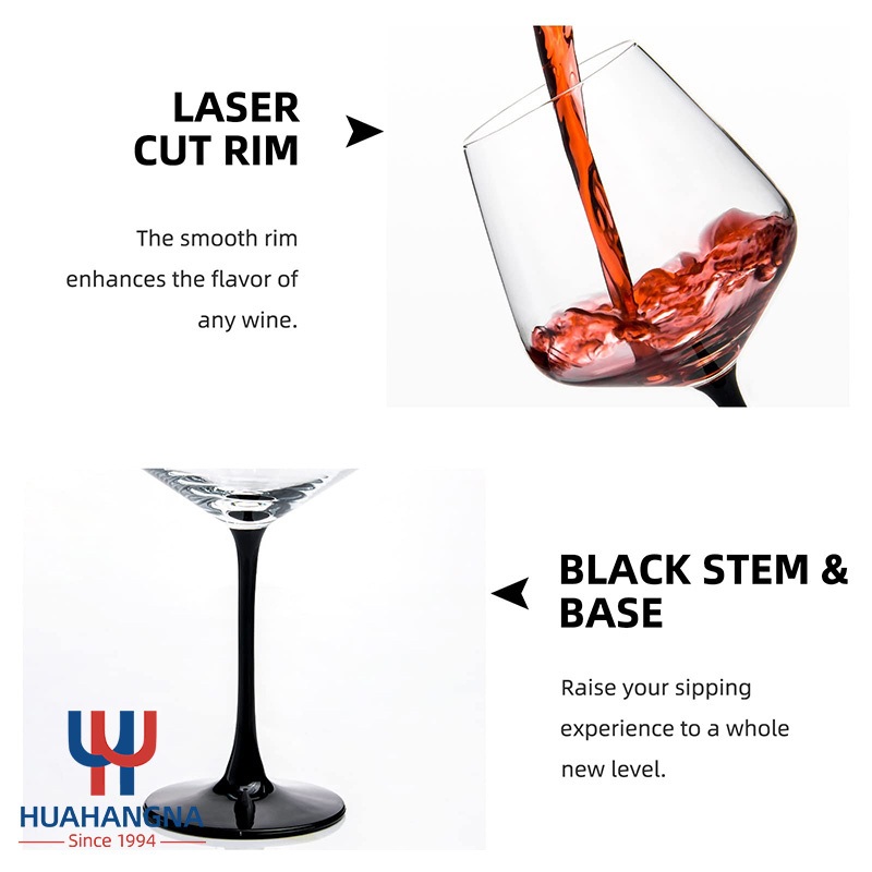 20oz 590ml Laser Cut Thin Rim Colored Black Stem Wine Glass – Black Stem Wine Glass and Laser Cut Rim Wine Glass price