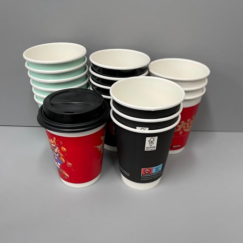 8oz 9oz 12oz Double Wall Corrugated Espresso Coffee Cups with Lid – Double Wall Paper Cup and Coffee Cups with Lid price