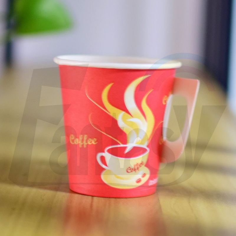 Cafe Store Takeaway Disposable Coffee Tea Customized Custom Size Paper Handle Cup – Paper Cup and Paper Handle Cup price