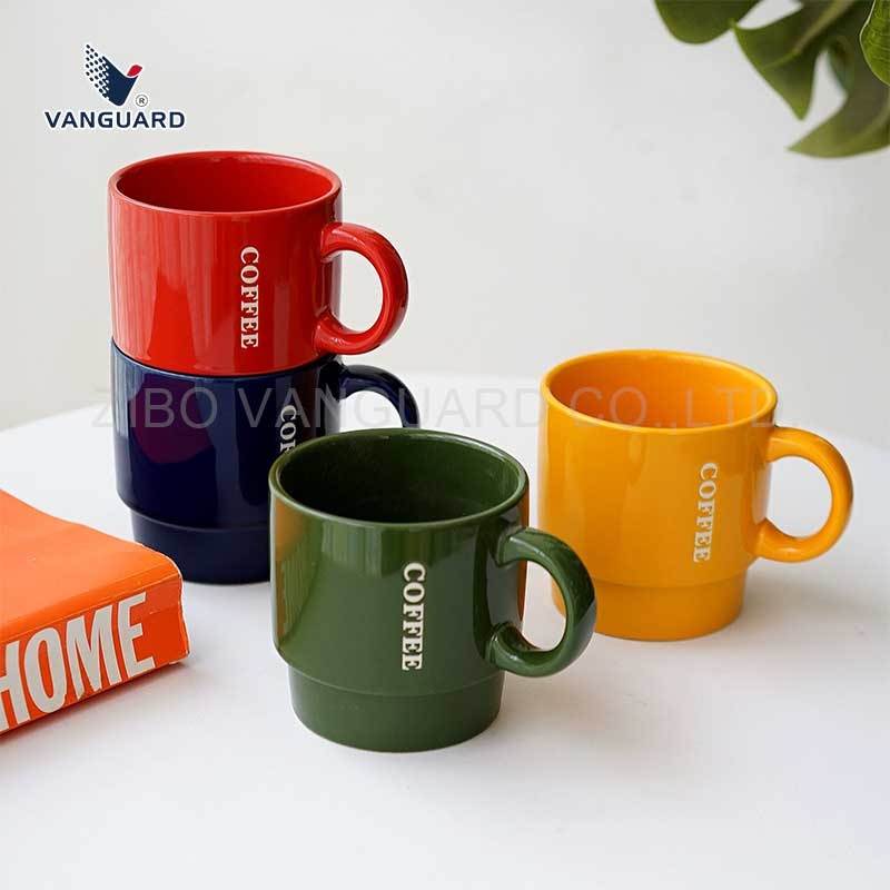 Custom Ceramic Travel Coffee Mug Multi Colored Coffee Mug 425ml Stackable Mug – Stackable Mug and Multi Colored Coffee Mug price