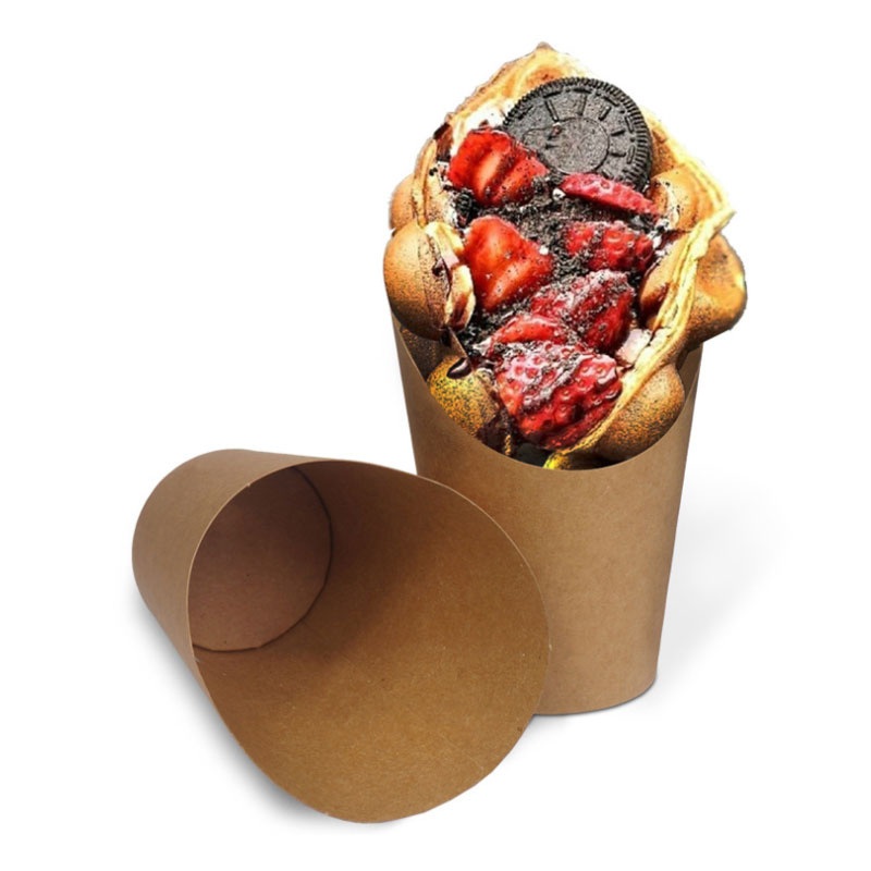 Custom Printed Disposable French Fries Cup Takeaway Kraft Paper Waffle Scoop Cup – French Fries Cup and Scoop Cup price