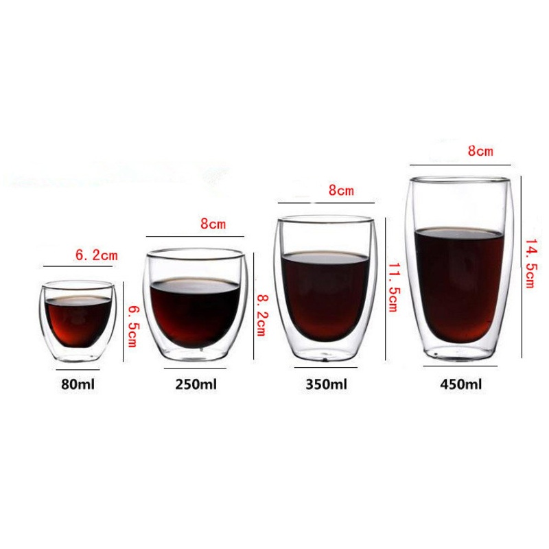Customized 80/250/350/400ml Double Wall Heat-Resistant AMD Cold-Resistant Glass Cup Without Handle for coffee or Cold Drink – Beer Cup and Glass Cup price