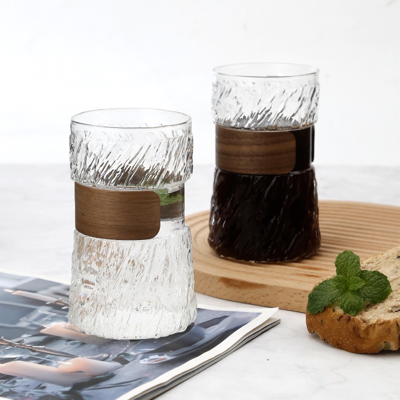 Heat-Resistant Glass Drinking Cup High Borosilicate Crackle Coffee Cup with Bamboo Sleeve – Glass Cup and Coffee Cup price