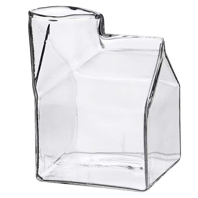 Water Bottles Clear Square Reusable BPA Free Box Shaped Glass Tumbler 350ml Milk Carton Water Bottle – Glass Cup and Square Reusable Glass Cup price