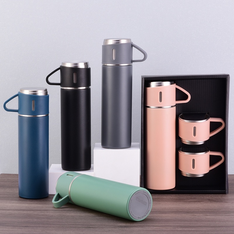 500ml 17oz Custom Corporate Business Gift Box Set Drinkware Set Thermos Vacuum Flask Stainless Steel Water Bottle with 3 Cup – Bottle with 3 Cup and Stainless Steel Water Bottle price