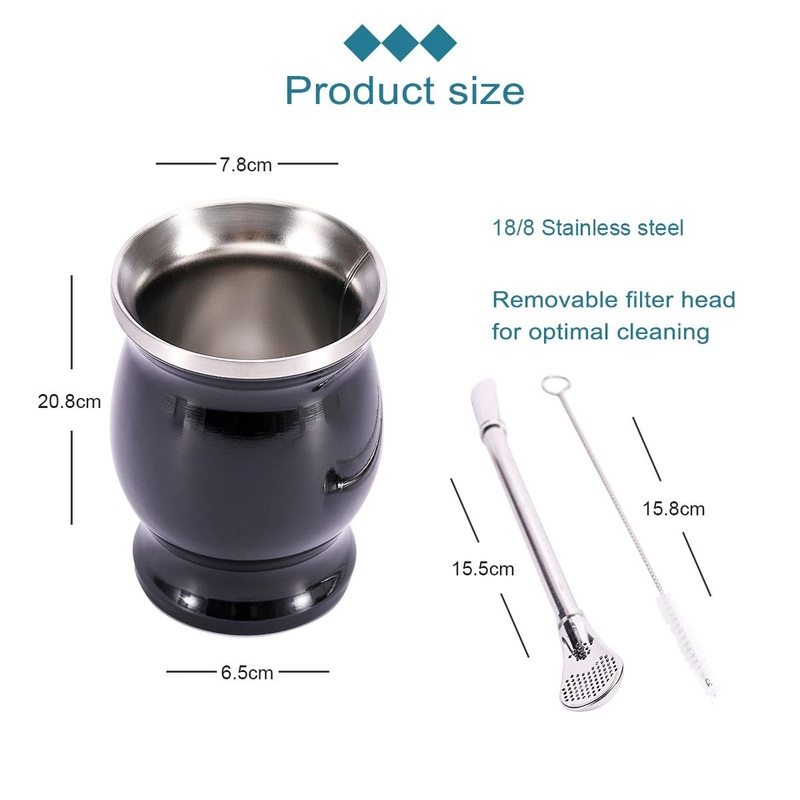 Custom 8oz Mate Cup Tea Mugs Double Walled Insulated Tumbler Stainless Steel Yerba Gourd Cup with Straw Sets – Mate Cup and Yerba Mate Cup price