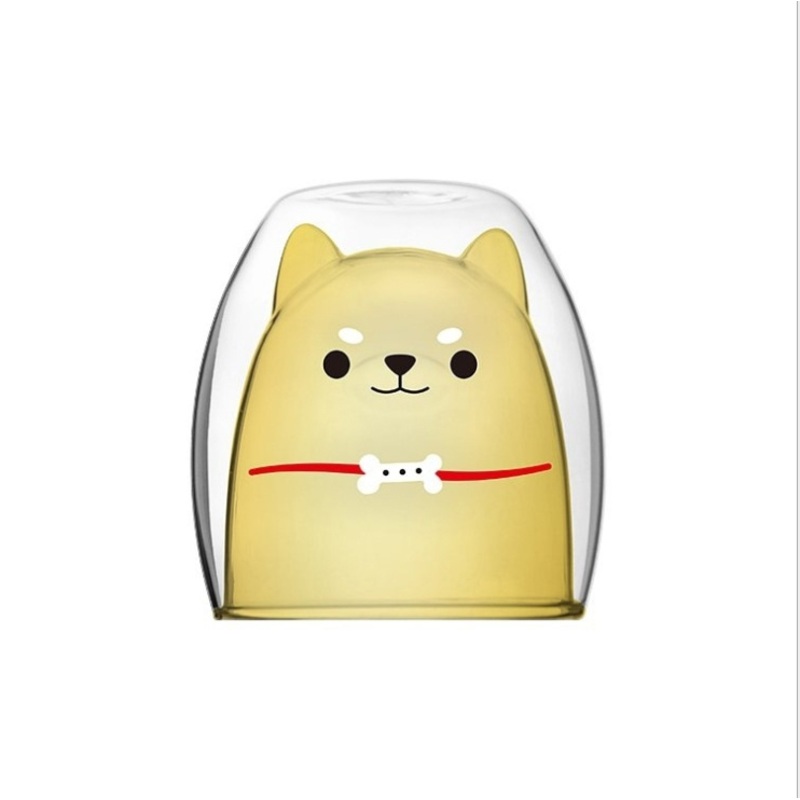 Cute Dog Style High Borosilicate Glass Double Wall Cup – Glass Bottle and Glass Cup price