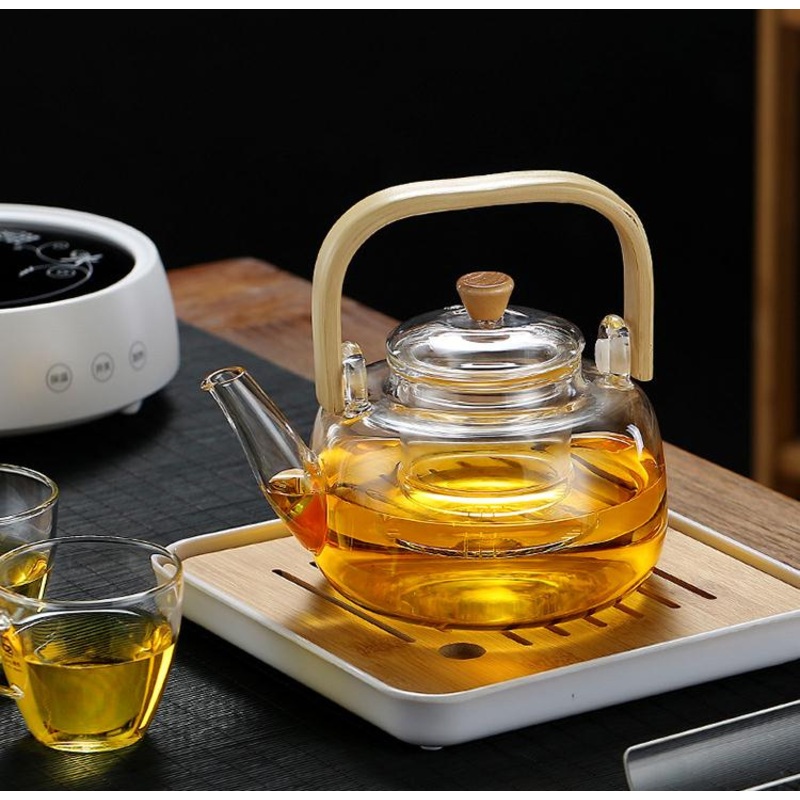 Eco-Friendly Transparent Customized Shape Glass Teapot Heat Resistant Glass Tea Set with Bamboo Lid and Glass Filter – Tea Cooker and Glass Teapot price
