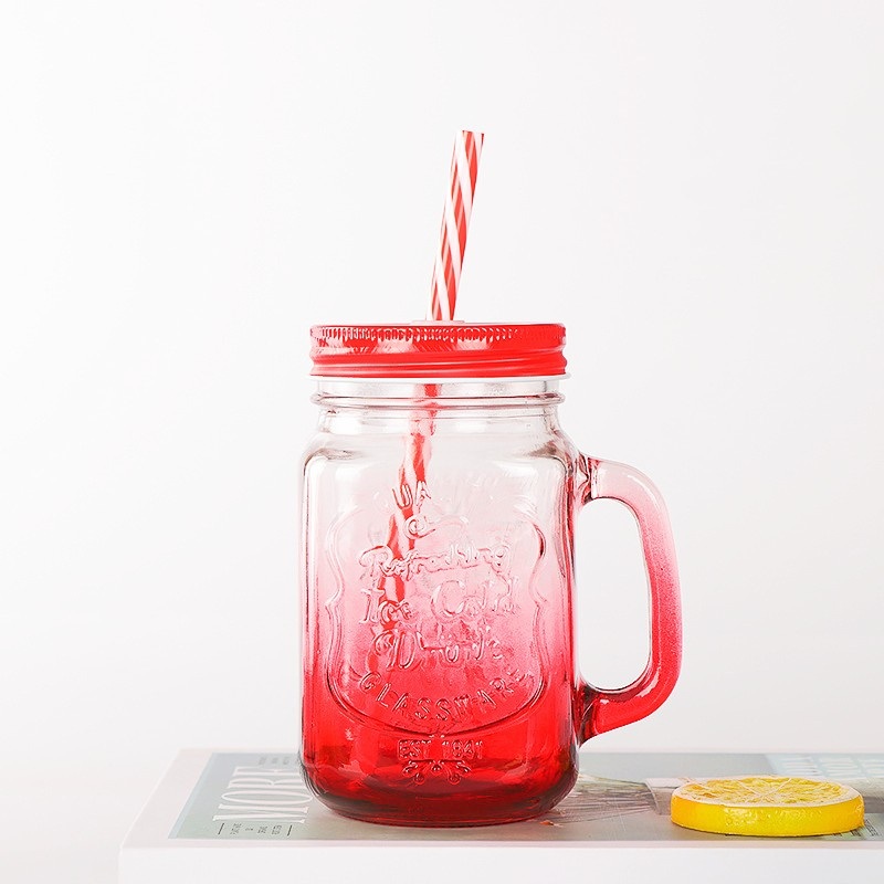 High Quality 500ml Glass Mason Cup Beverage Glass Cup with Handle – Beverage Jar and Mason Jar price