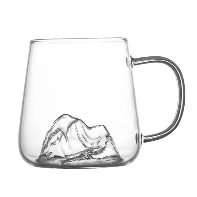 Simple Style Glass Coffee Cup Single-Layer Creative View Mountain Cup Wine Beer Cup Household Office Coffee Mug with Handle – Glass Cup and Glass Coffee Cup price