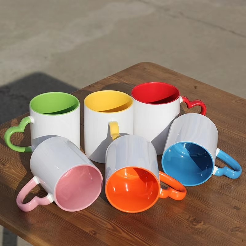 Sublimation Ceramic Mug, Coffee Mug Tea Cup, Colored Heart Handle and Inside, Custom Logo 1 – Mug and Cup price