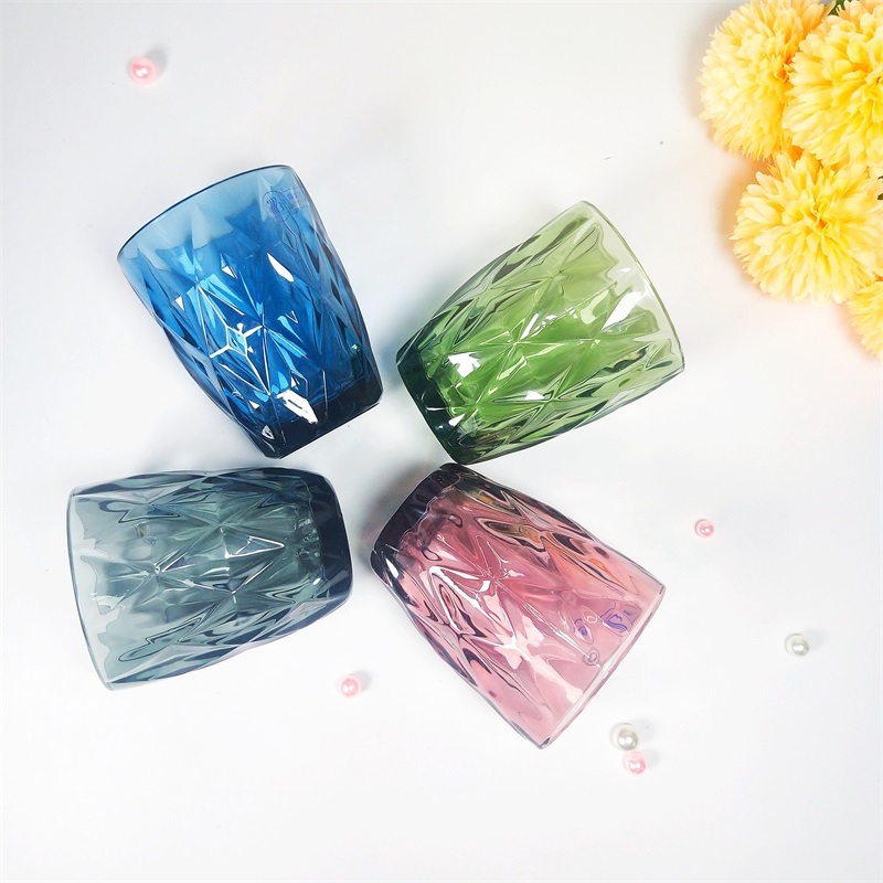 Wholesale Popular Diamond Prismatic Design Solid Color Blue Glass Water Drinking Cup – Drinking Cup and Water Drinking Cup price