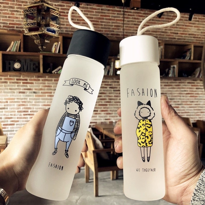 Custom Logo Wholesale Colored Frosted Spray Sublimation Glass Water Bottle with Bamboo Lid – Glass Water Bottles and Water Bottle price