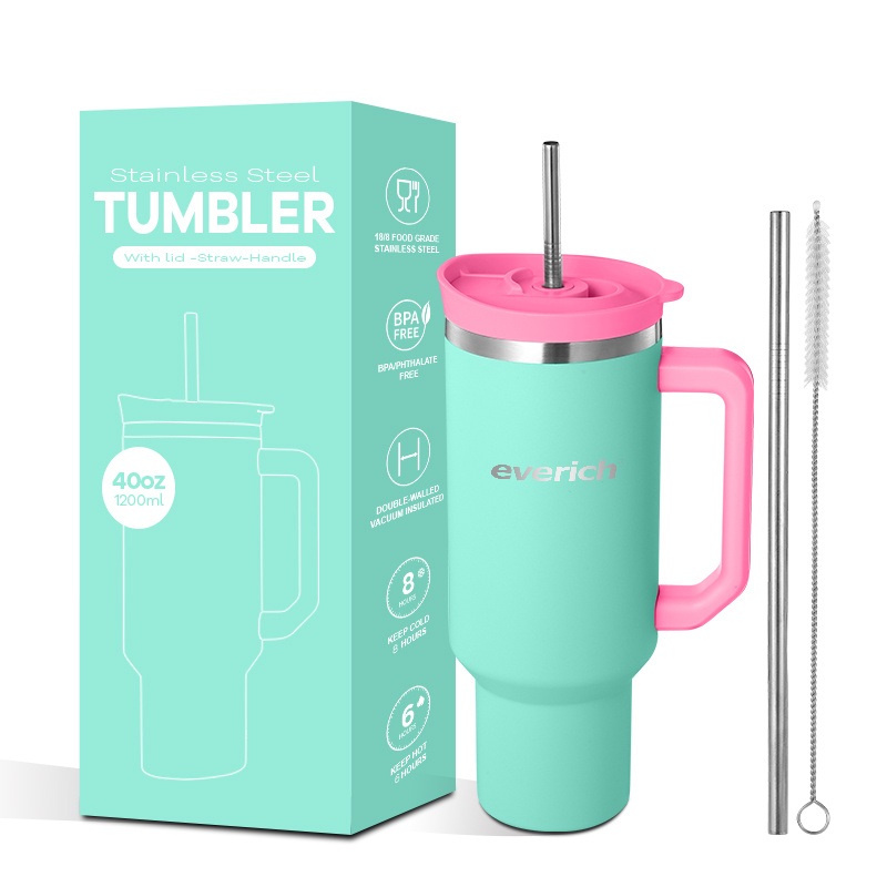 Everich 40oz Stainless Steel Insulation Tumbler with 2-in-1 Lid and Portable Handle – Tumbler with Straw and Stainless Steel Tumblers price