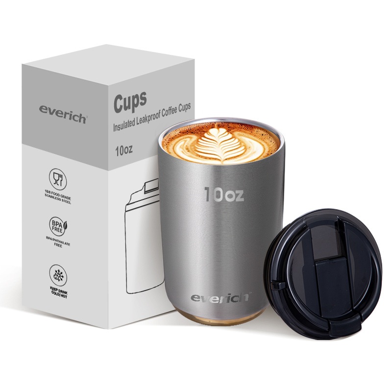 Everich New ODM 10oz Double Wall 304 Food Grade Stainless Steel Vacuum Thermal Coffee Mug with Flip Lid for Wholesales – Coffee Mug and Insulated Mug price