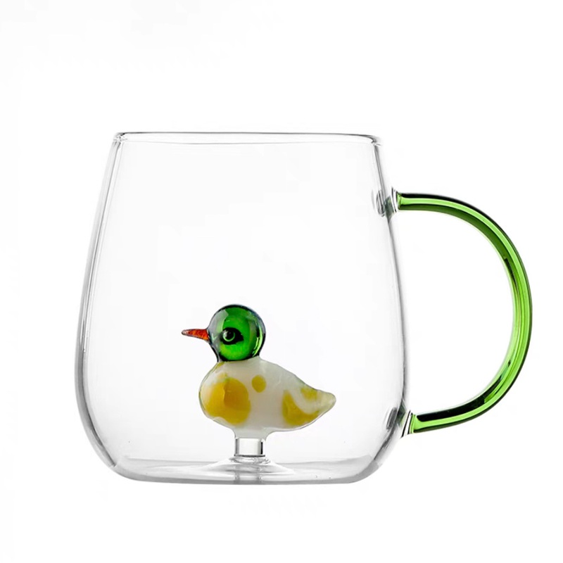 Handmade Borosilicate Animals Designs of Glass Beverage Cups with Colorful Handle for Tea Coffee Water Juice All Drinks – Animal Glass Cups and Clear Cups with Colorful Handle price
