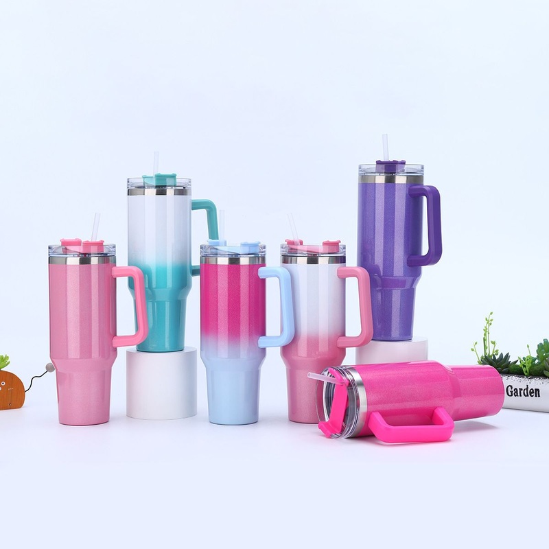 Hot 40oz Large Capacity Rainbow Paint Heat Sublimation Generation Handle Cup Outdoor Portable Ice Bar Cup – Thermos and Cup price
