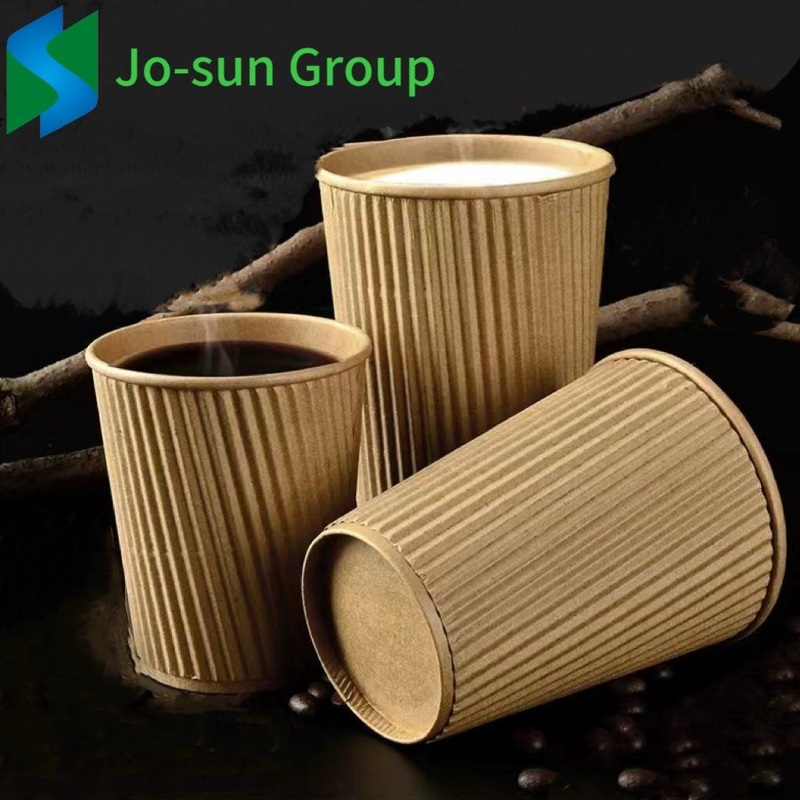 Jo-Sun 7 Oz Ripple Wall Cup Logo Printed Disposable Kraft Paper Coffee Cups – Disposable Cup and Insulation Disposable 8oz Ripple Wall Paper Cup price