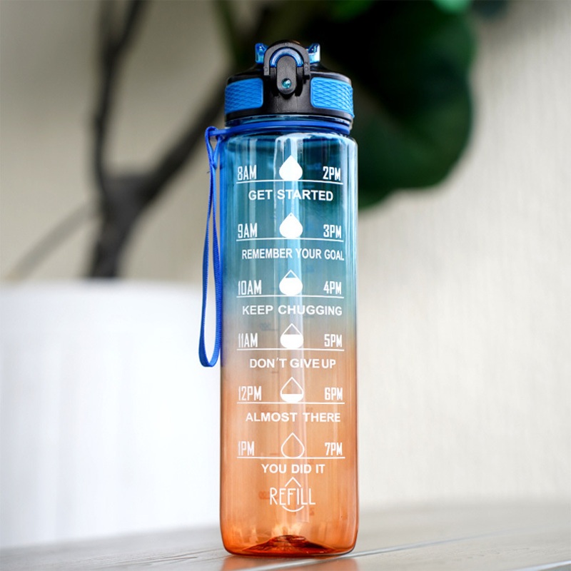 Outdoor Gym Custom Motivational Time Marker Reusable 1000ml Sports Plastic Water Bottle – Tritan Water Bottle and Water Bottle price