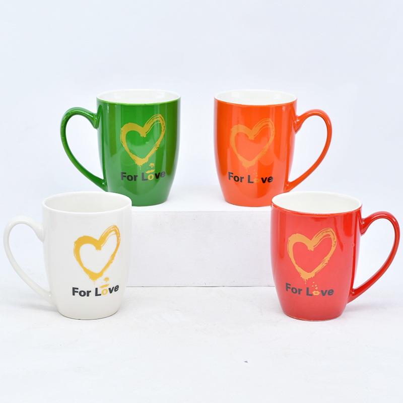 Promotional 12oz Mug Printed Love Custom Ceramic Coffee Mug with Red/Green/Orange Color – Dinner Set and Tableware price