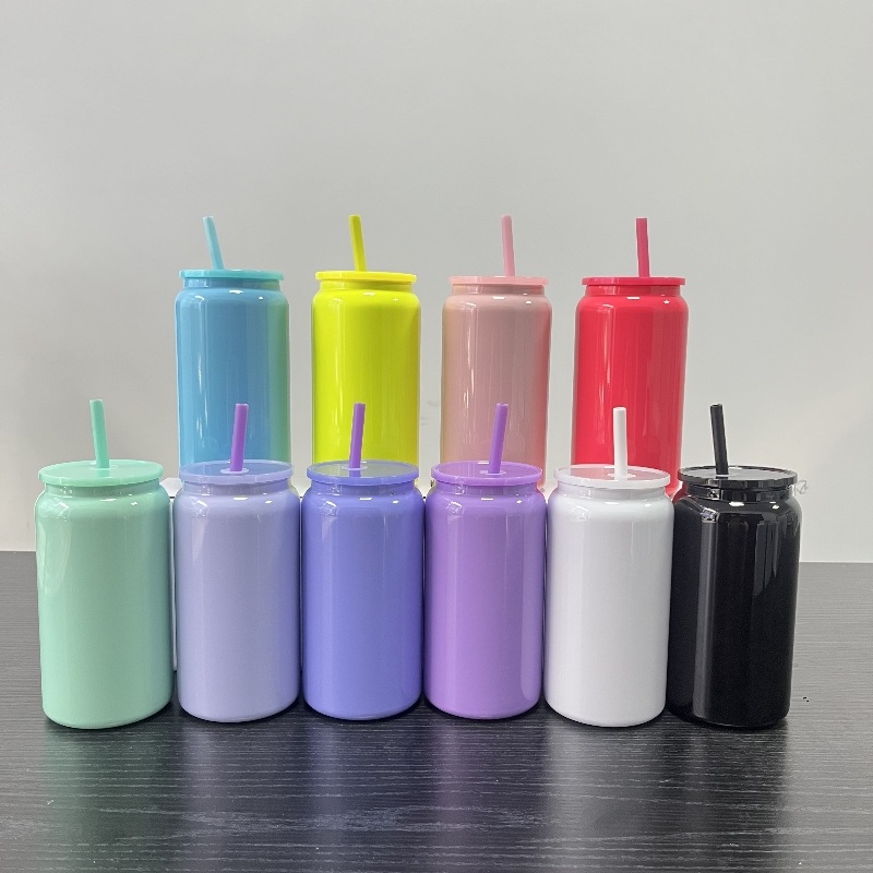 Sublimation 16oz Glossy Macaron Stainless Steel Beer Can Tumbler Coffee Cup with Color Lid – Tumbler Coffee Cup and Macaron Tumbler price